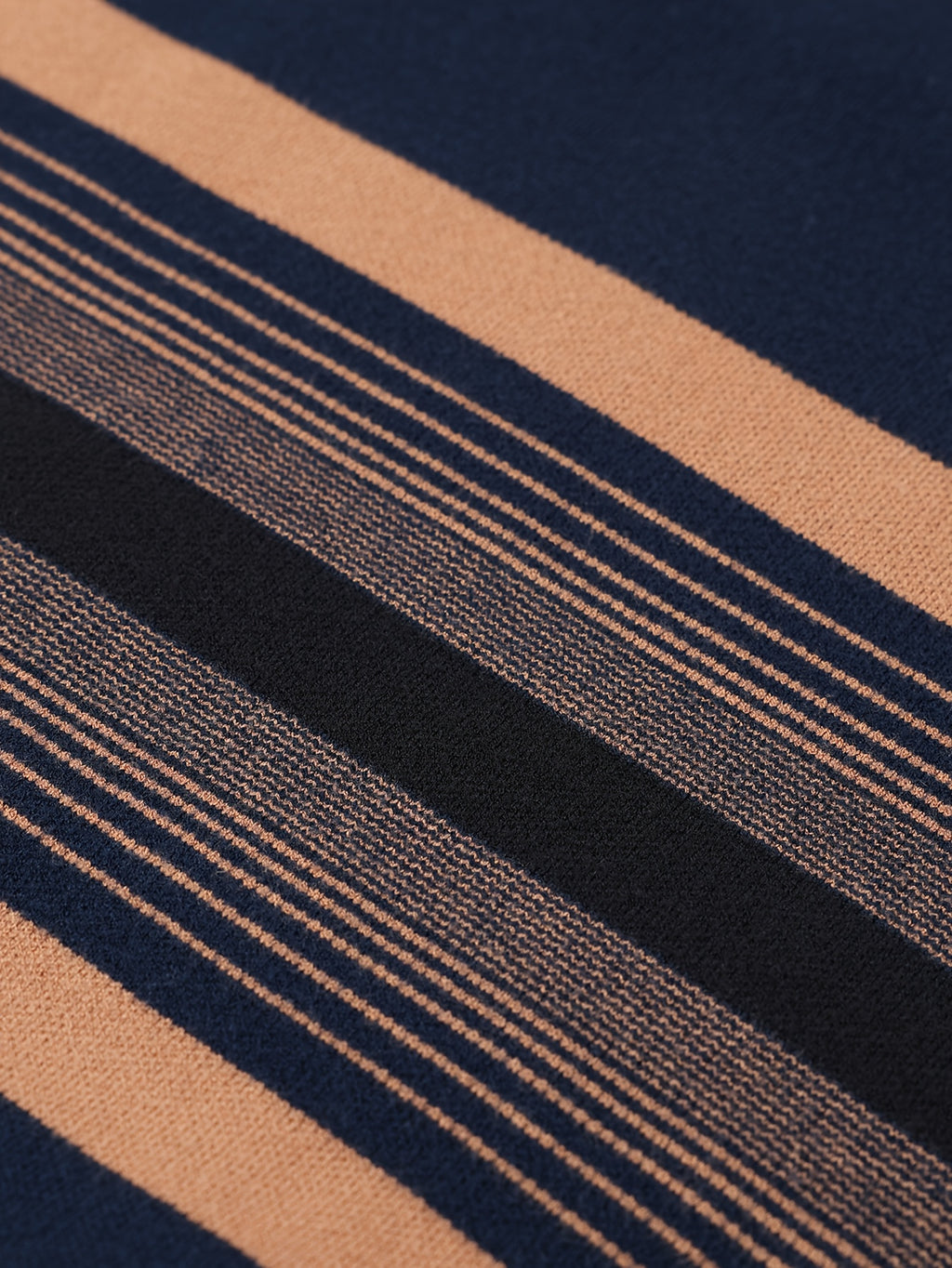 Men's Navy Blue & Brown Striped Sweater - Heavyweight Winter Pullover with Beige/ Tones, Round Neck Long Sleeve Casual & Outdoor Wear, Fish Tail Hem, Multi-Season /Christmas/Father’s Day Sweater (Regular Fit)