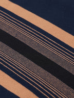 Men's Navy Blue & Brown Striped Sweater - Heavyweight Winter Pullover with Beige/ Tones, Round Neck Long Sleeve Casual & Outdoor Wear, Fish Tail Hem, Multi-Season /Christmas/Father’s Day Sweater (Regular Fit)