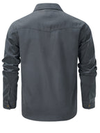 Men'S Fashion Casual Solid Color Plaid Cargo Jacket