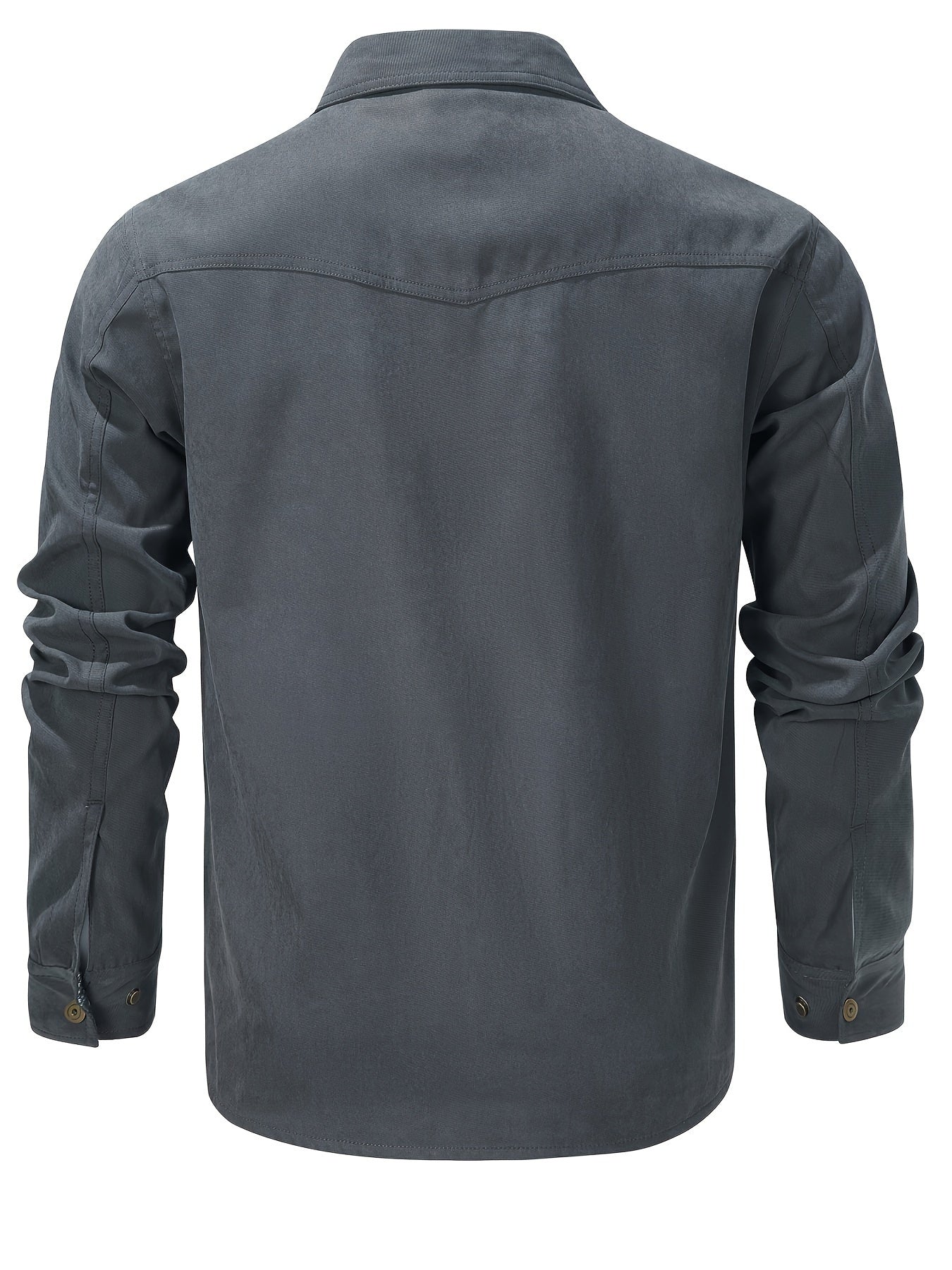 Men'S Fashion Casual Solid Color Plaid Cargo Jacket