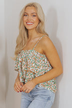 Kaiya Floral Spaghetti Strap Ruffle Summer Tank Top