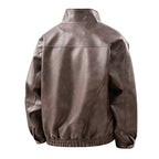 1pc TNZI Men'S Windproof Motorcycle Jacket - Large Size Heavy-Duty Stand Collar Zipper Closure, Full-Zip Front with Utility Pockets, Reinforced Elbows & Wrist, Durable for Autumn/Winter Riding & Casual/Business Wear, Motorcyc