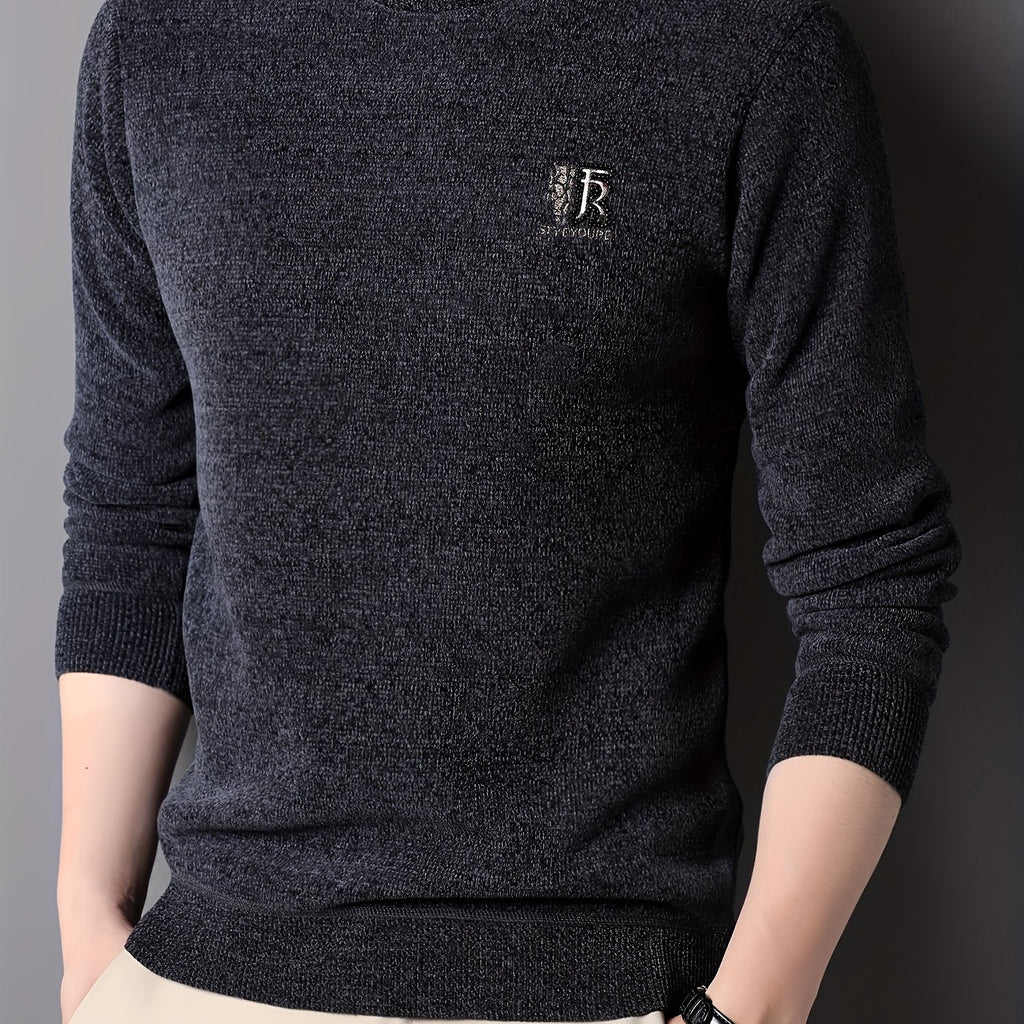Men'S Autumn and Winter Casual Mid-Length Round Neck Knit Sweater - Semiguo