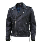 Kaan Zipper Leather Biker Jacket for Men's Black
