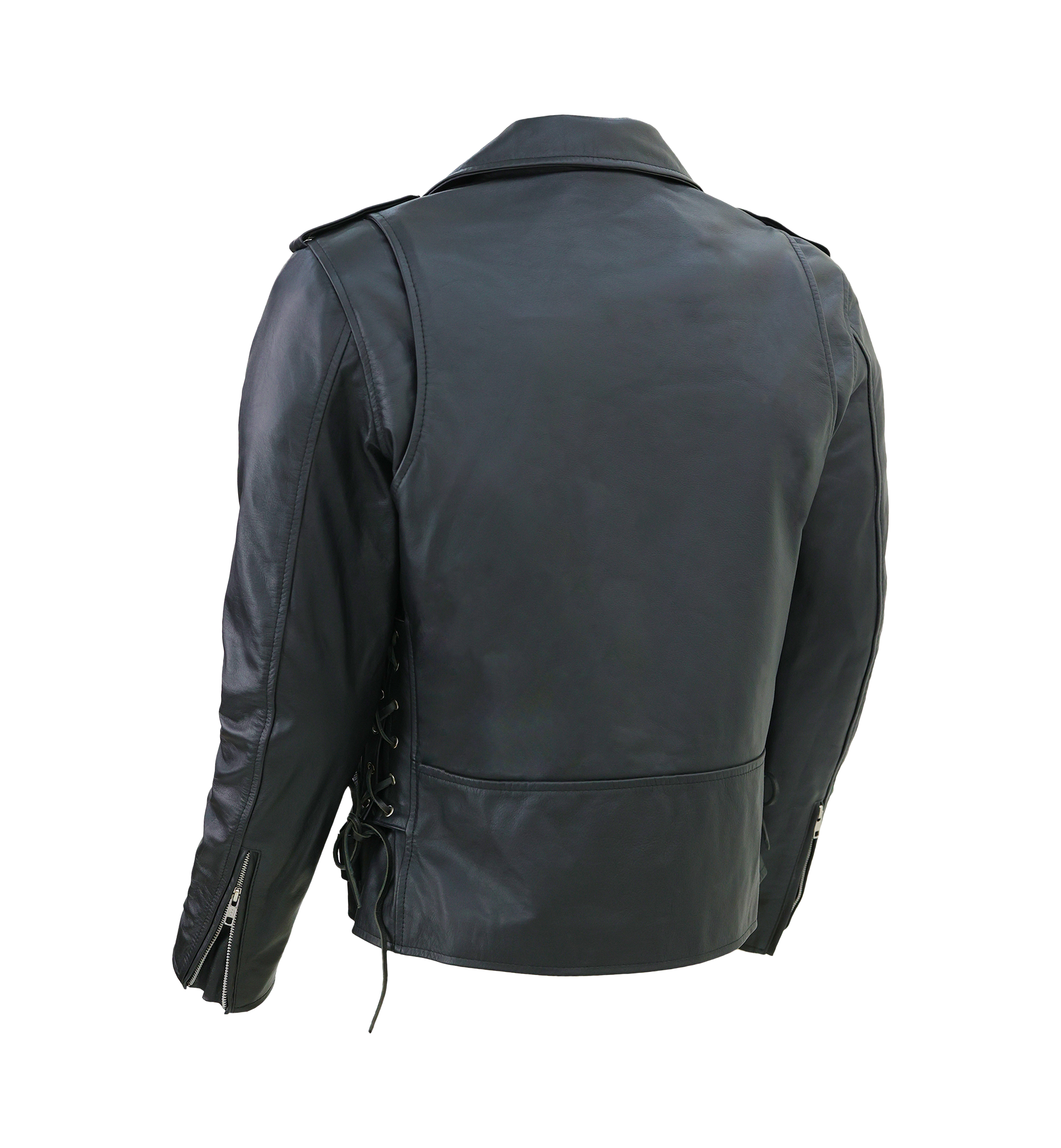 Kaan Zipper Leather Biker Jacket for Men's Black