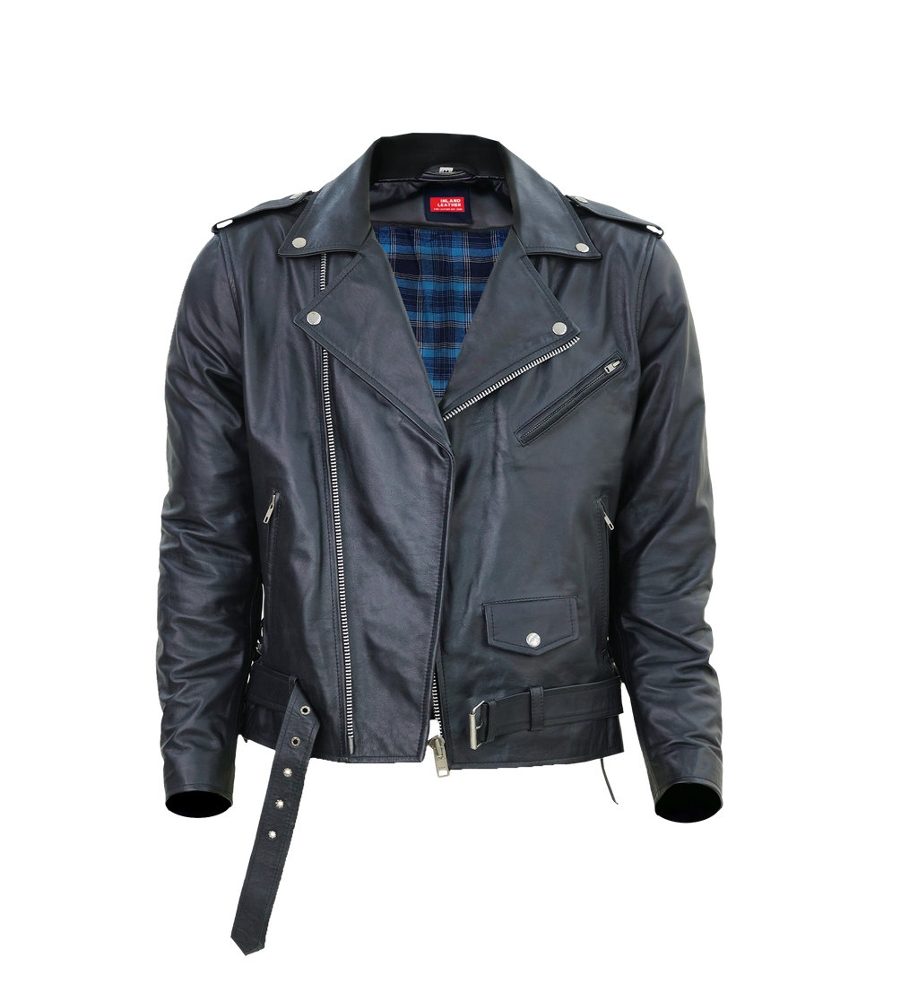 Kaan Zipper Leather Biker Jacket for Men's Black