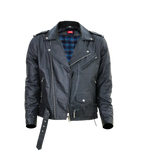 Kaan Zipper Leather Biker Jacket for Men's Black