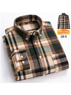 Men's Japanese Retro Plaid Shirt - Brushed Long Sleeve Collar, Single-Breasted Button Front, Brown/Black/White/Beige Tartan Pattern, Casual & Formal Wear (Spring/Fall) - Regular Fit Classic Tailored Blazer-like Coat