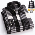 Men's Japanese Retro Plaid Shirt - Brushed Long Sleeve Collar, Single-Breasted Button Front, Brown/Black/White/Beige Tartan Pattern, Casual & Formal Wear (Spring/Fall) - Regular Fit Classic Tailored Blazer-like Coat