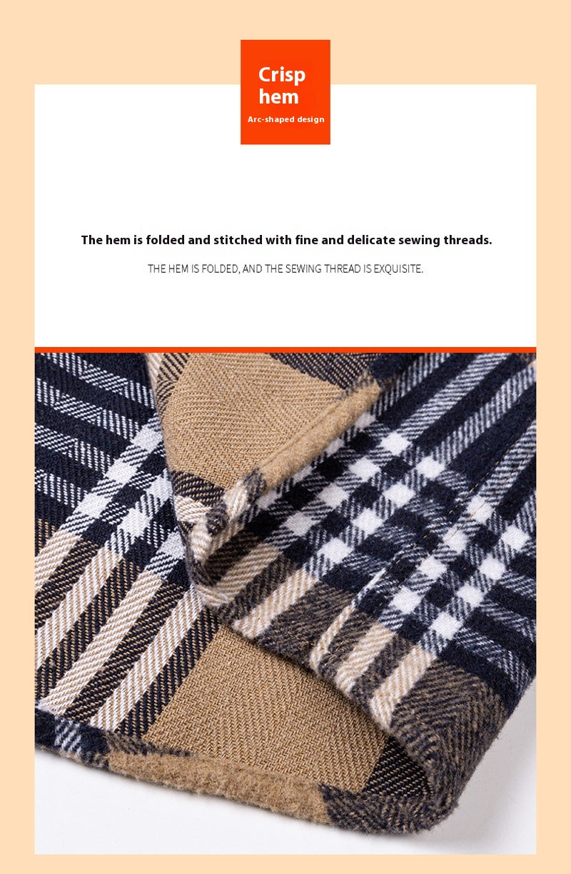 Men's Japanese Retro Plaid Shirt - Brushed Long Sleeve Collar, Single-Breasted Button Front, Brown/Black/White/Beige Tartan Pattern, Casual & Formal Wear (Spring/Fall) - Regular Fit Classic Tailored Blazer-like Coat