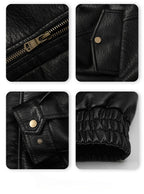 1pc TNZI Men'S Windproof Motorcycle Jacket - Large Size Heavy-Duty Stand Collar Zipper Closure, Full-Zip Front with Utility Pockets, Reinforced Elbows & Wrist, Durable for Autumn/Winter Riding & Casual/Business Wear, Motorcyc