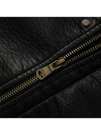 1pc TNZI Men'S Windproof Motorcycle Jacket - Large Size Heavy-Duty Stand Collar Zipper Closure, Full-Zip Front with Utility Pockets, Reinforced Elbows & Wrist, Durable for Autumn/Winter Riding & Casual/Business Wear, Motorcyc