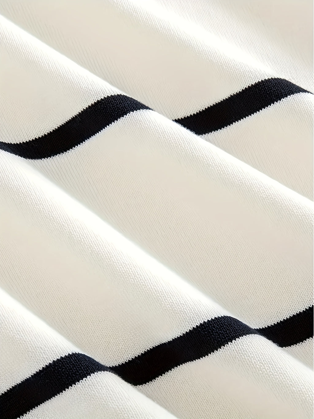 Men's Navy & White Horizontal Stripe Knit Sweater - Breathable Pullover Shirt, Regular Fit Casual Summer Top for Everyday & Formal Outfits, Medium Elasticity