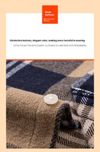 Men's Japanese Retro Plaid Shirt - Brushed Long Sleeve Collar, Single-Breasted Button Front, Brown/Black/White/Beige Tartan Pattern, Casual & Formal Wear (Spring/Fall) - Regular Fit Classic Tailored Blazer-like Coat