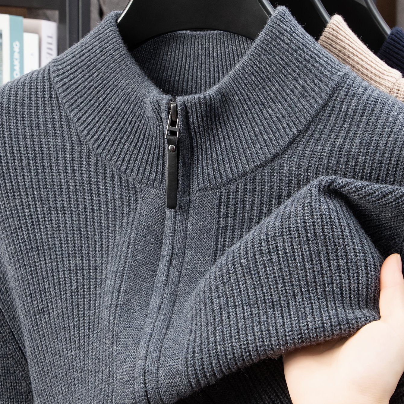 KAISER Men'S Elegant Sweater cardigan - Soft Non-Stretch Sweater with Zipper Front, Formal & Casual Office to Outdoor Sweater for Fall/Winter, Classic Sweater for Everyday & Special Occasions, Winter Wardrobe, Timeless Fashio