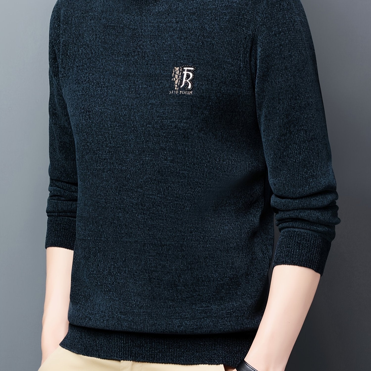 Men'S Autumn and Winter Casual Mid-Length Round Neck Knit Sweater - Semiguo