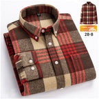 Men's Japanese Retro Plaid Shirt - Brushed Long Sleeve Collar, Single-Breasted Button Front, Brown/Black/White/Beige Tartan Pattern, Casual & Formal Wear (Spring/Fall) - Regular Fit Classic Tailored Blazer-like Coat