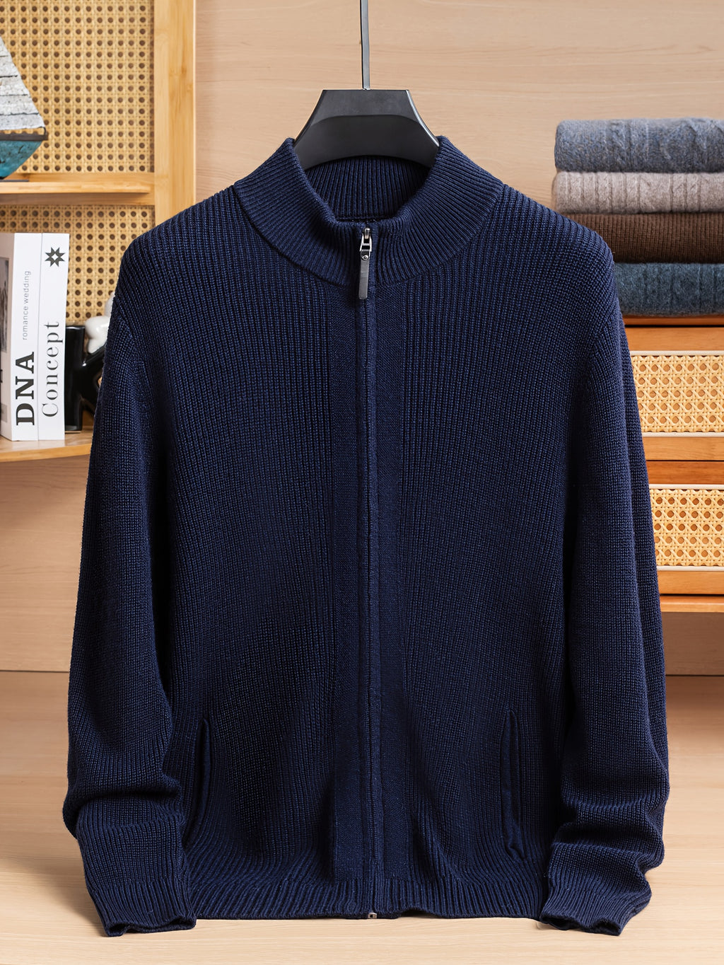 KAISER Men'S Elegant Sweater cardigan - Soft Non-Stretch Sweater with Zipper Front, Formal & Casual Office to Outdoor Sweater for Fall/Winter, Classic Sweater for Everyday & Special Occasions, Winter Wardrobe, Timeless Fashio