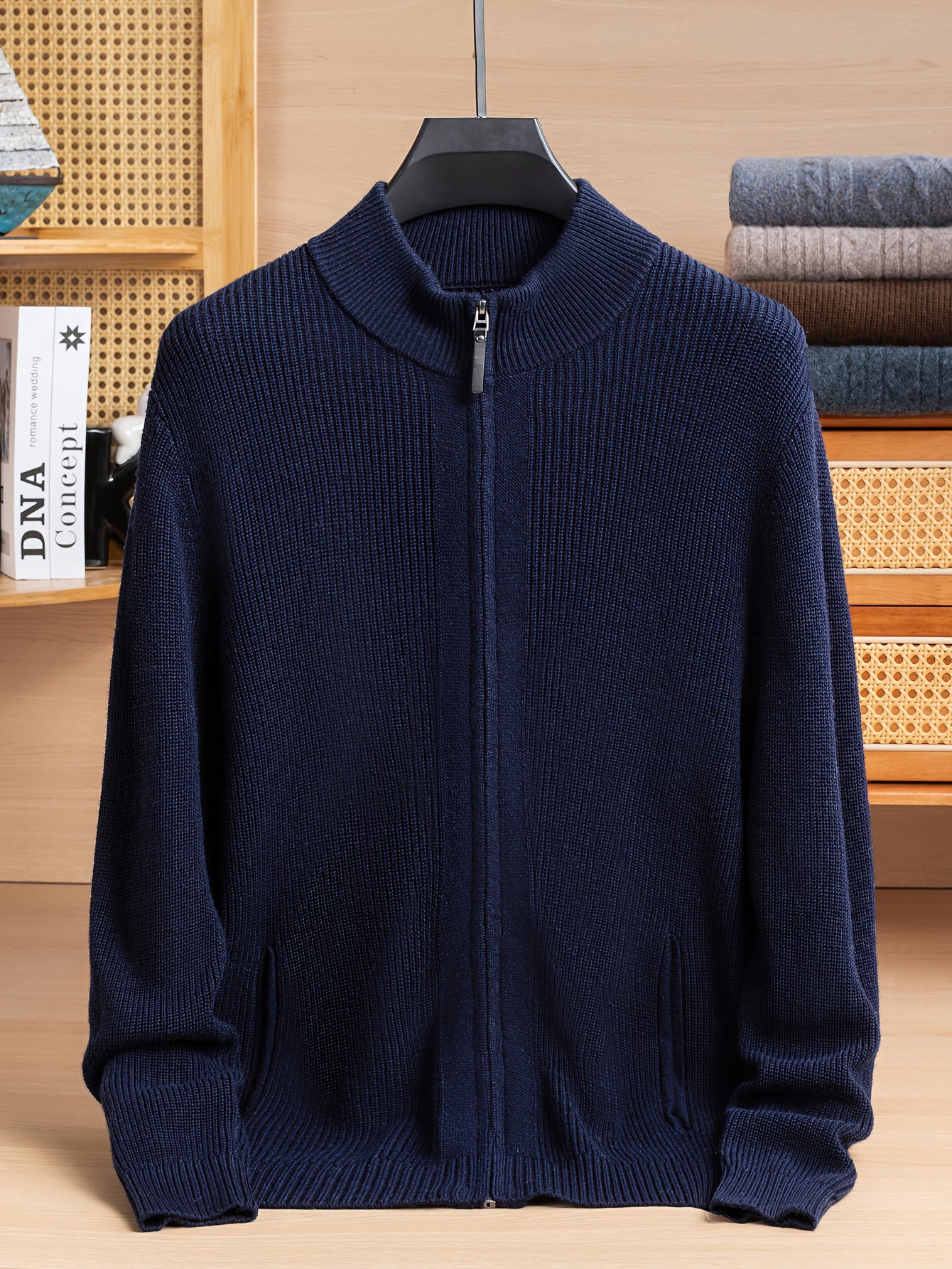 KAISER Men'S Elegant Sweater cardigan - Soft Non-Stretch Sweater with Zipper Front, Formal & Casual Office to Outdoor Sweater for Fall/Winter, Classic Sweater for Everyday & Special Occasions, Winter Wardrobe, Timeless Fashio