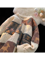 Men's Thick Winter Sweater - Oversized Loose Fit Cable- Jacket with Plaid/Tartan/Leaf Collar, Machine Washable Brown/Beige/White/Black Layered Knitwear for & Young s, Casual Outerwear (No Transparency)