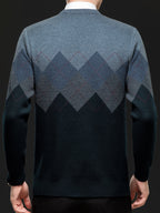 Men'S Classic V-Neck Sweater - Thick Warm Winter Knit Sweater with Geometric Pattern, Long Sleeve Regular Fit for Casual Business & Sports, Fall Winter Warmth, Sweater Vest, Business Casual Wear, Vneck Design, Durable Knitwea