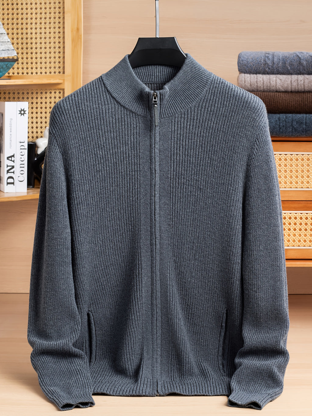 KAISER Men'S Elegant Sweater cardigan - Soft Non-Stretch Sweater with Zipper Front, Formal & Casual Office to Outdoor Sweater for Fall/Winter, Classic Sweater for Everyday & Special Occasions, Winter Wardrobe, Timeless Fashio