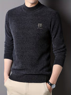 Men'S Autumn and Winter Casual Mid-Length Round Neck Knit Sweater - Semiguo