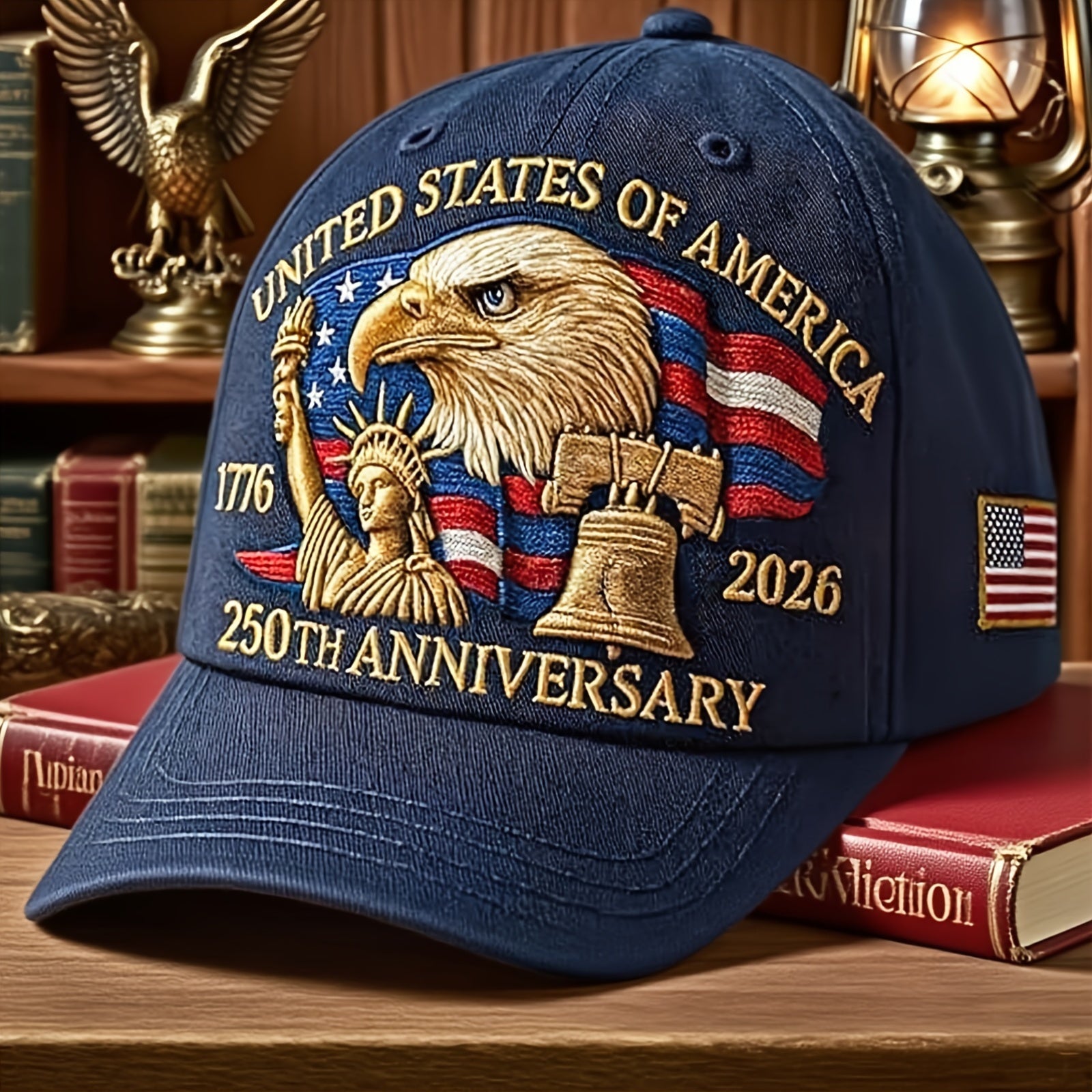 250Th Anniversary Men'S Patriotic Baseball Hat - Embroidered with Bald Eagle And 50 Star 13 Stripe Design, Embroidered 1776-2026, Suitable for Men And Women, Halloween, Friday, Perfect Gift for History Enthusiasts And Patriot