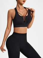 Women’s Backless Strappy Sports Bra Shockproof Anti-Exposure Yoga Pilates