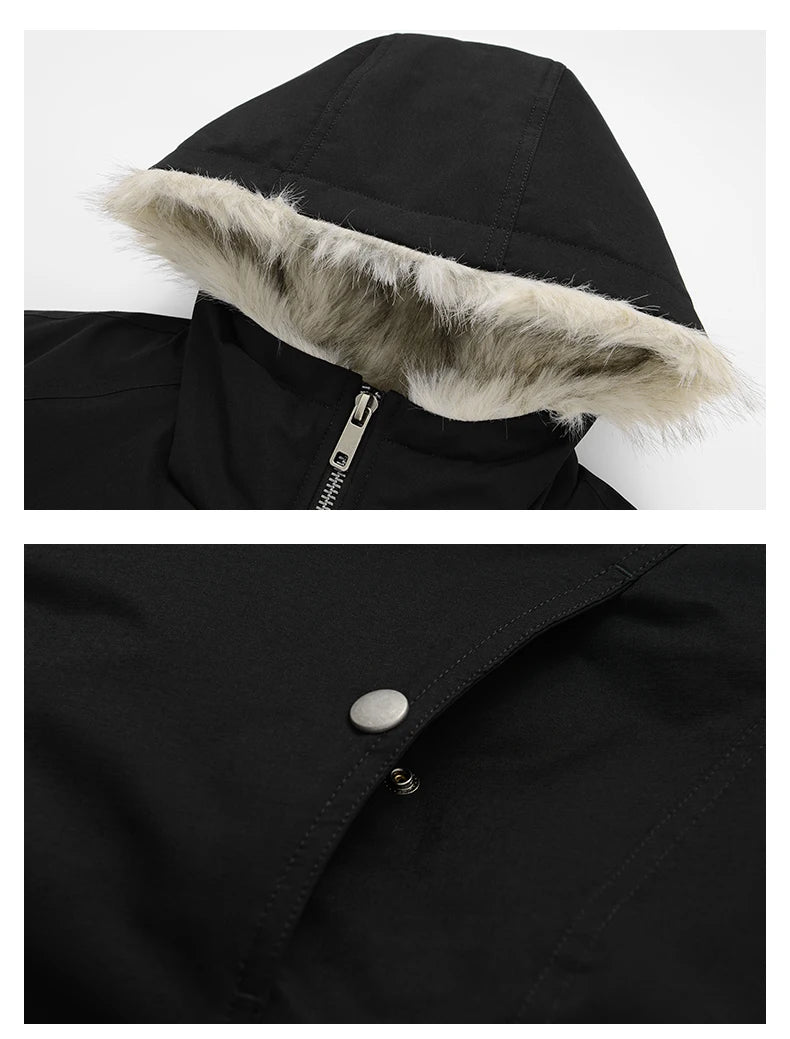 Men's Autumn Winter Casual Hooded Thick Windproof Polyester/Cotton Jacket Coat with Zipper Closure Regular Sleeve Regular Fit