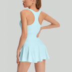 Women’s Seamless Tennis Dress Breathable One Piece with Built-In Shorts Anti-Exposure