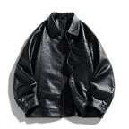 Men’s PU Leather Motorcycle Jacket Plush Insulated Casual Outdoor Unisex