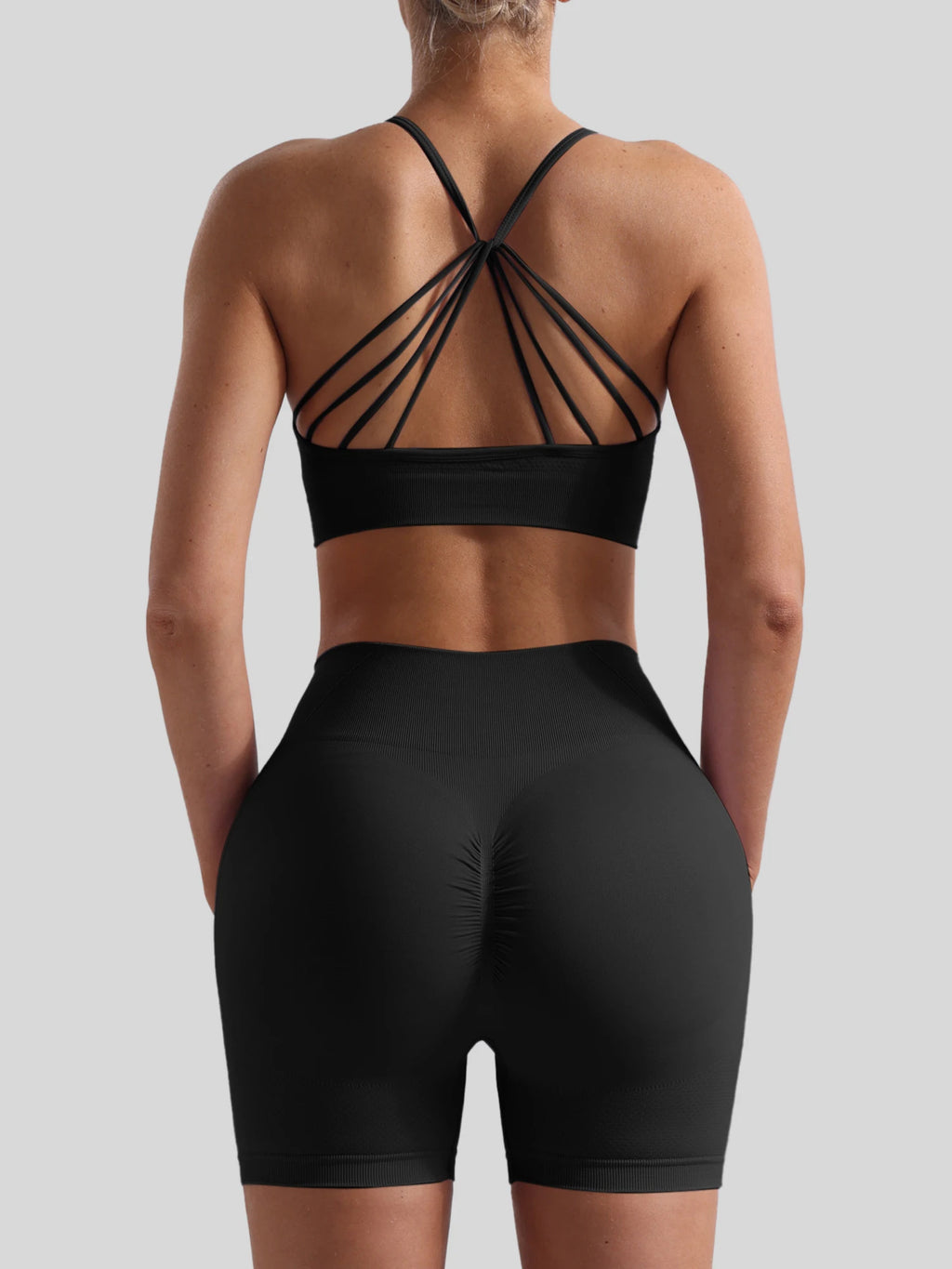 Women’s Seamless Breathable Yoga Set Sports Bra with High Waist Shorts Two-Piece