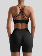 Women’s Seamless Breathable Yoga Set Sports Bra with High Waist Shorts Two-Piece