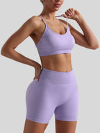 Women’s Seamless Breathable Yoga Set Sports Bra with High Waist Shorts Two-Piece