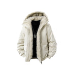 Men's Autumn Winter Casual Hooded Thick Windproof Polyester/Cotton Jacket Coat with Zipper Closure Regular Sleeve Regular Fit