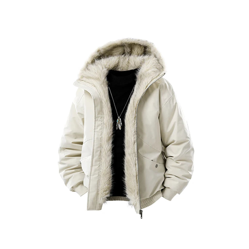 Men's Autumn Winter Casual Hooded Thick Windproof Polyester/Cotton Jacket Coat with Zipper Closure Regular Sleeve Regular Fit