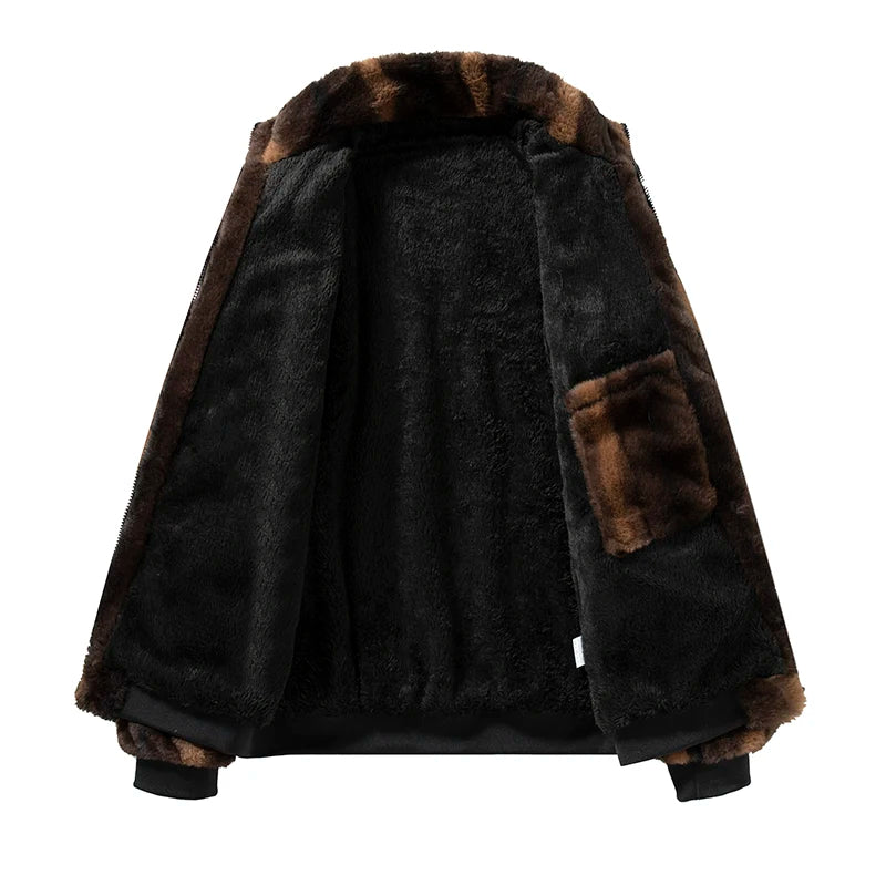 Unisex Vintage Fleece Blouson Jacket 3D Pattern Zipper Waterproof Quick Dry Autumn Winter 2025