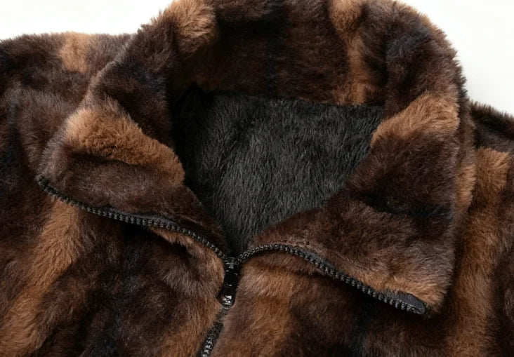 Unisex Vintage Fleece Blouson Jacket 3D Pattern Zipper Waterproof Quick Dry Autumn Winter 2025