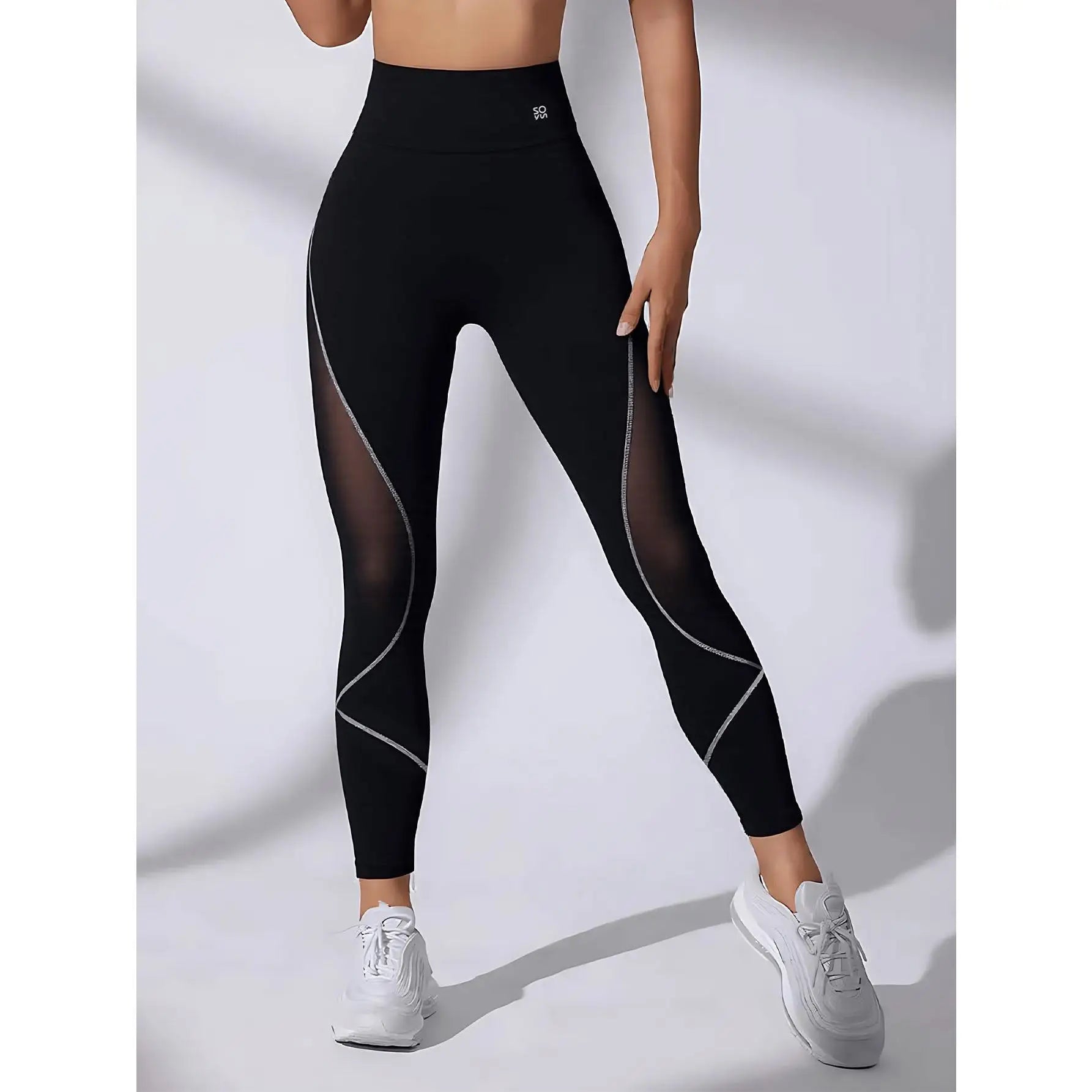 Women's sports pants with color blocked mesh design suitable for various sports