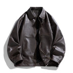 Men’s PU Leather Motorcycle Jacket Plush Insulated Casual Outdoor Unisex