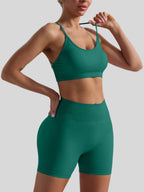 Women’s Seamless Breathable Yoga Set Sports Bra with High Waist Shorts Two-Piece