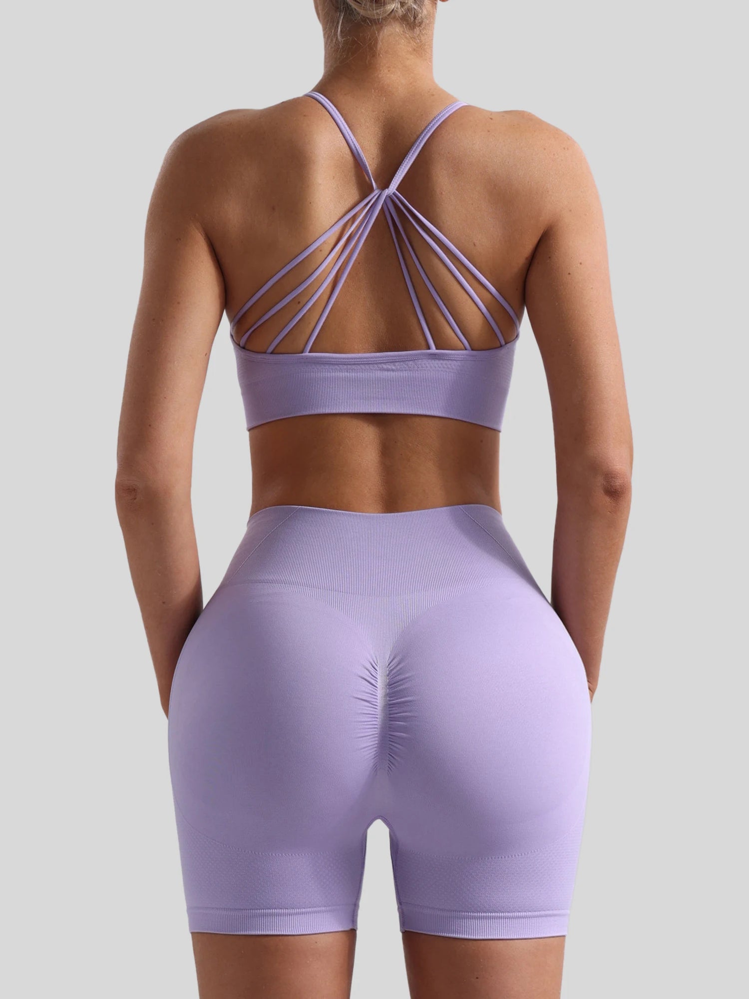 Women’s Seamless Breathable Yoga Set Sports Bra with High Waist Shorts Two-Piece