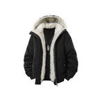 Men's Autumn Winter Casual Hooded Thick Windproof Polyester/Cotton Jacket Coat with Zipper Closure Regular Sleeve Regular Fit