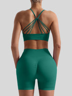 Women’s Seamless Breathable Yoga Set Sports Bra with High Waist Shorts Two-Piece