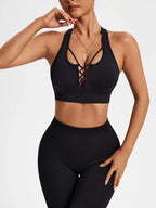 Women’s Backless Strappy Sports Bra Shockproof Anti-Exposure Yoga Pilates