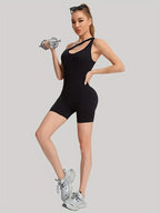 Women’s Seamless One-Piece Sports Bodysuit Diagonal Strap Yoga Jumpsuit Fitness Running