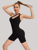 Women’s Seamless One-Piece Sports Bodysuit Diagonal Strap Yoga Jumpsuit Fitness Running