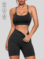 Women’s Seamless Breathable Yoga Set Sports Bra with High Waist Shorts Two-Piece
