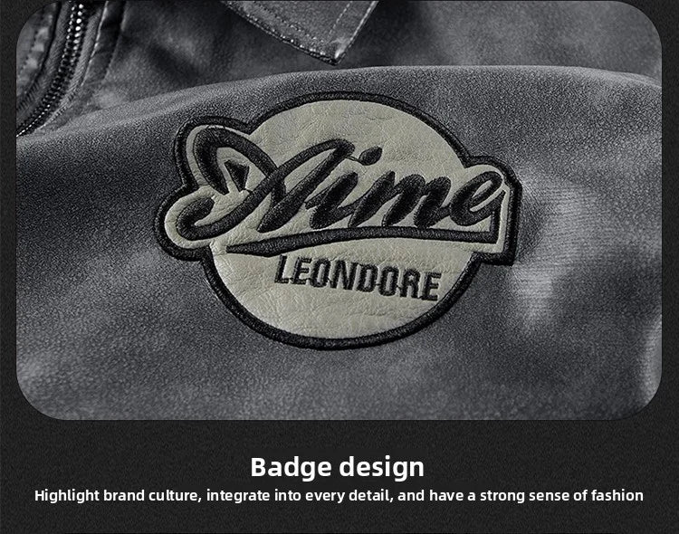 Men’s PU Leather Motorcycle Jacket Plush Insulated Casual Outdoor Unisex